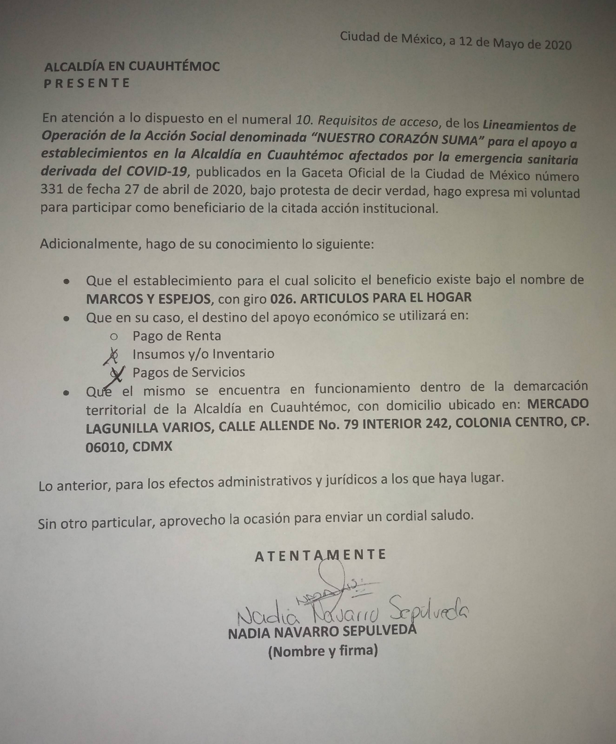 Carta Bajo Protesta De Decir Verdad Y Solicitud De Ingreso A La Acci N