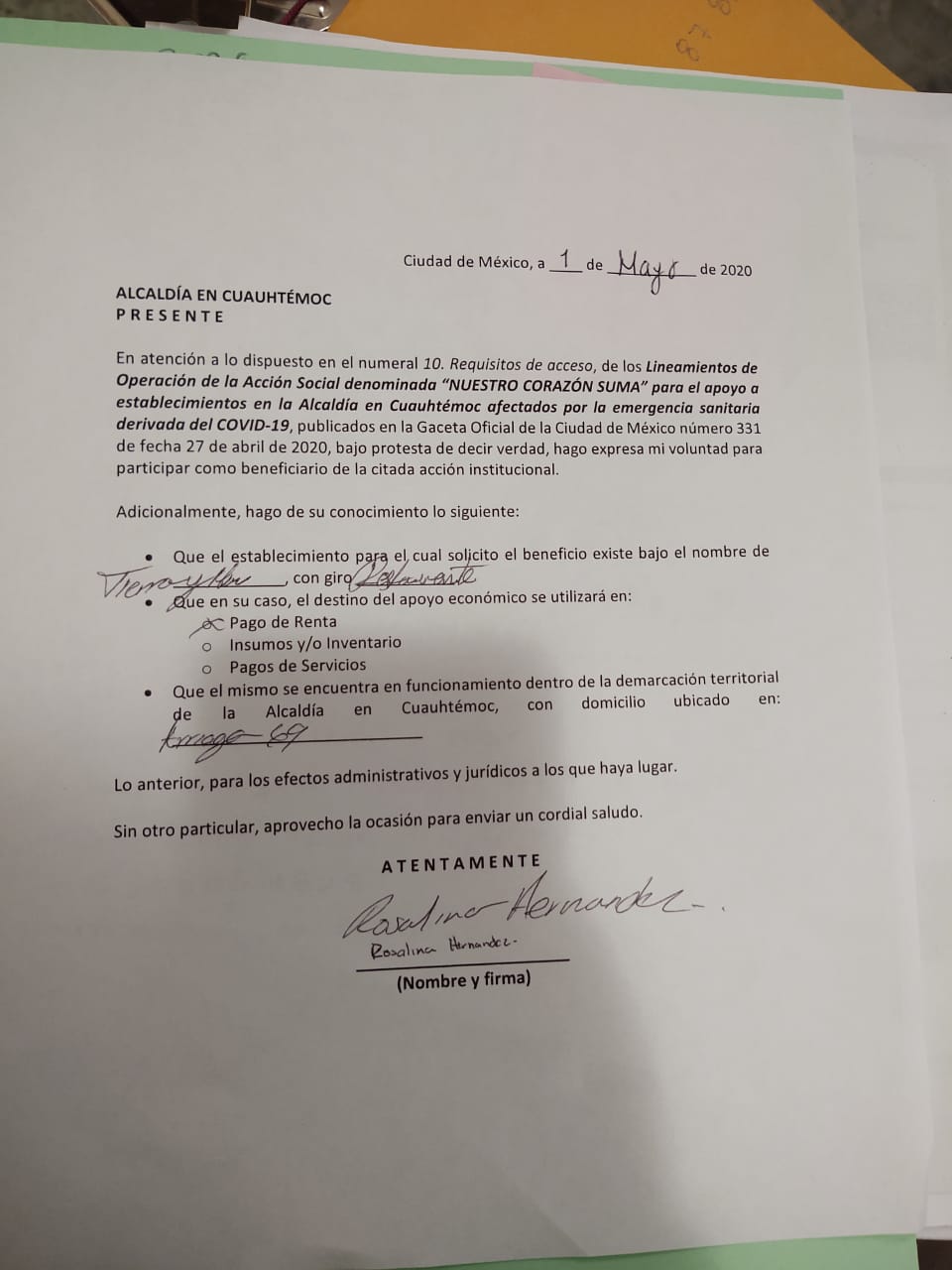 Carta Bajo Protesta De Decir Verdad Y Solicitud De Ingreso A La Acci N