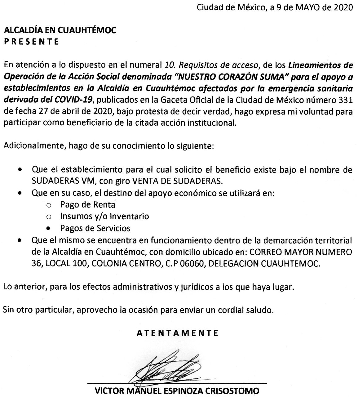 Carta Bajo Protesta De Decir Verdad Y Solicitud De Ingreso A La Acci N