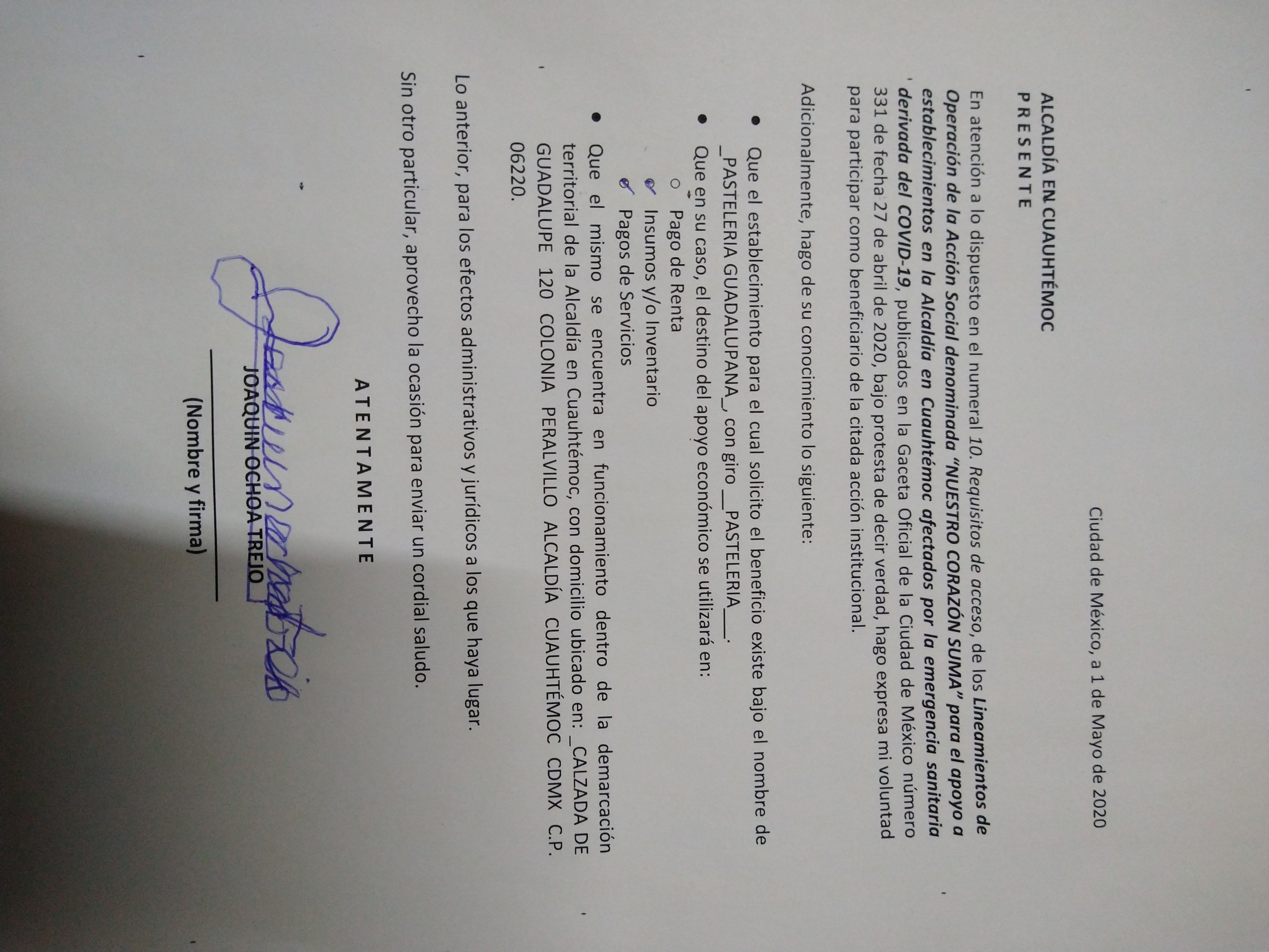 Carta Bajo Protesta de Decir Verdad y Solicitud de Ingreso a la Acción