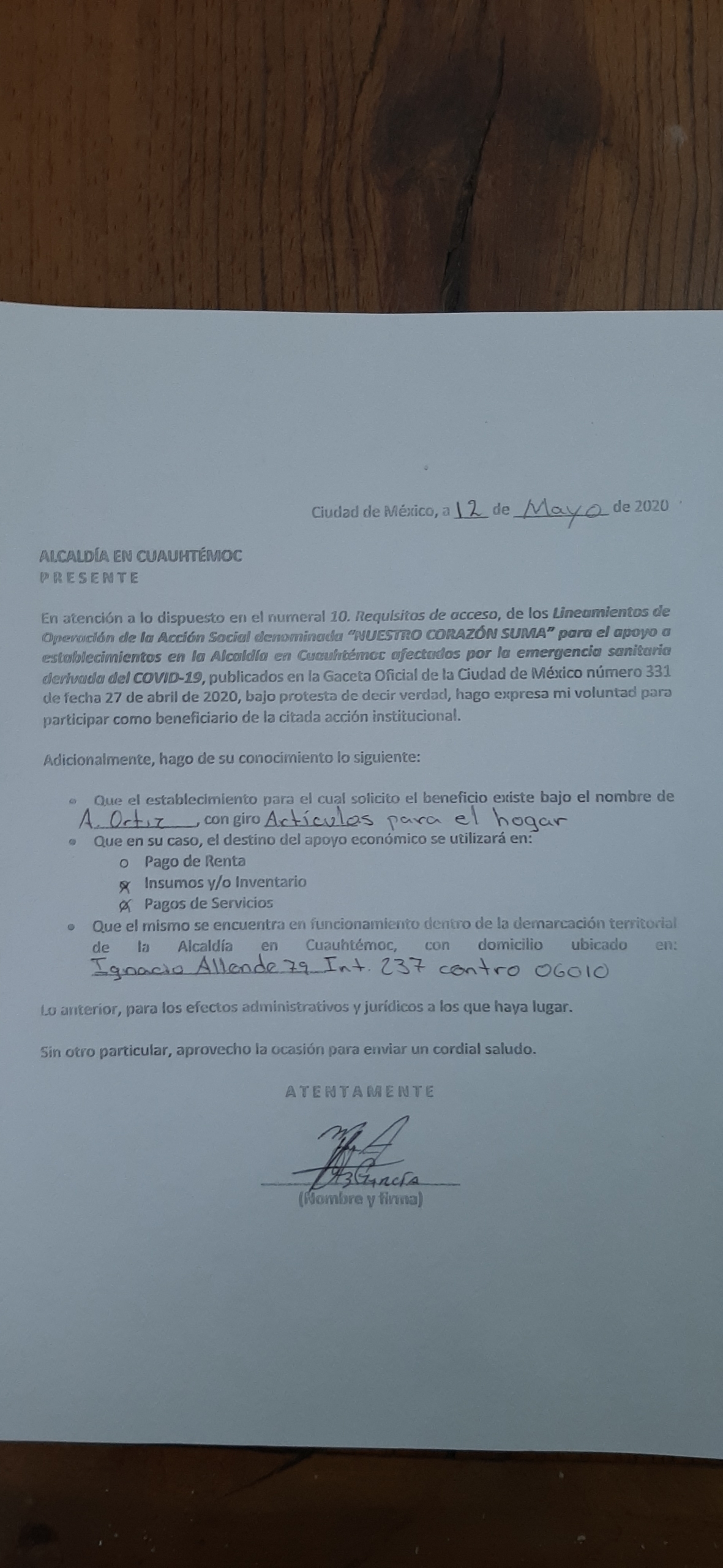 Carta Bajo Protesta De Decir Verdad Y Solicitud De Ingreso A La Acci N